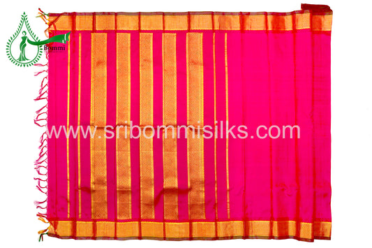 Crimson Red Madissar Pure Silk Saree with Liner Pallu