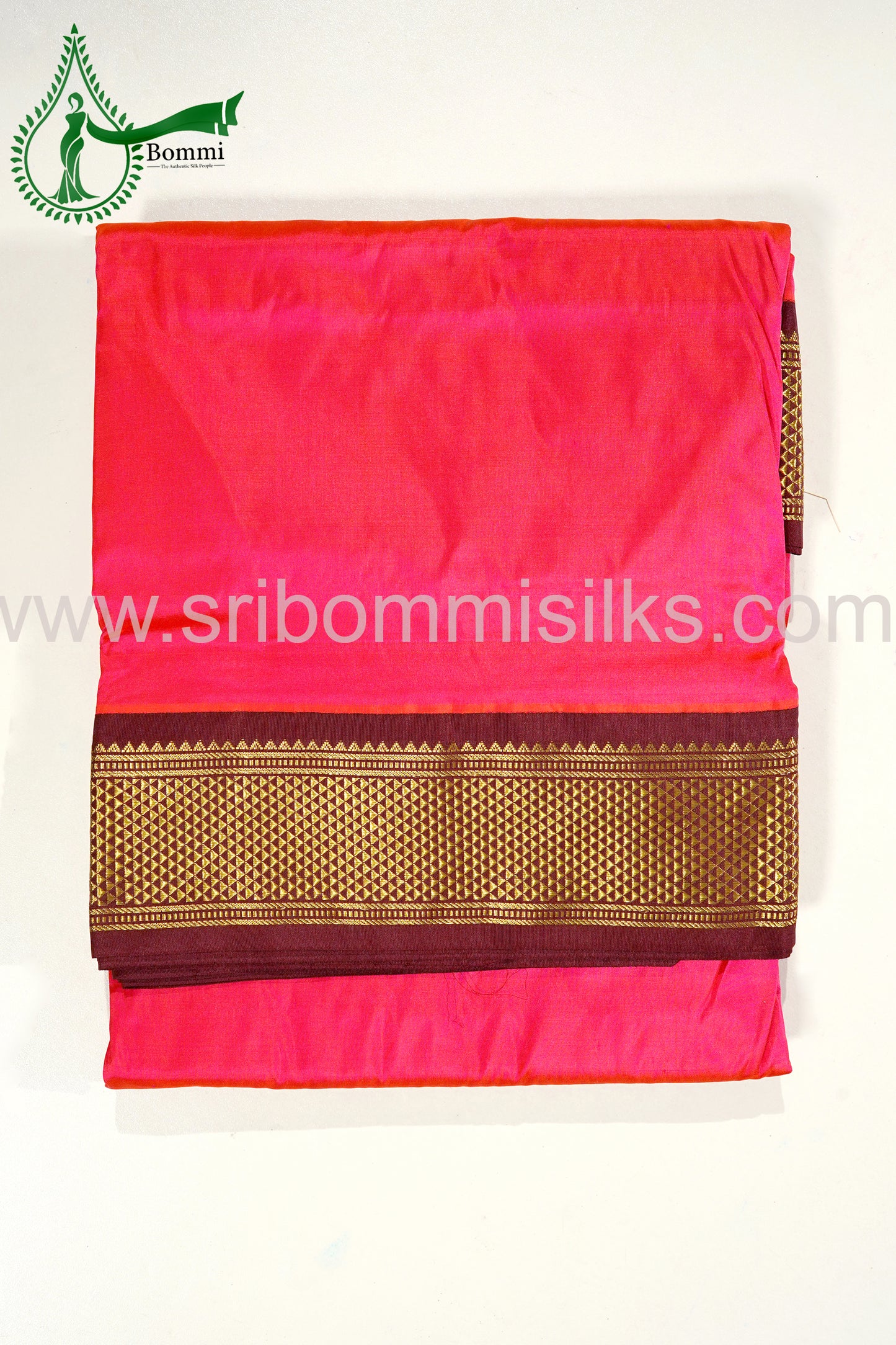 Crimson Color Madissar Pure Silk Saree with Contrast Border